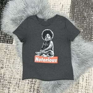 Old Navy Women's Notorious B.I.G. Baby Biggie T-Shirt Size Xsmall Raw Hem Edges‎